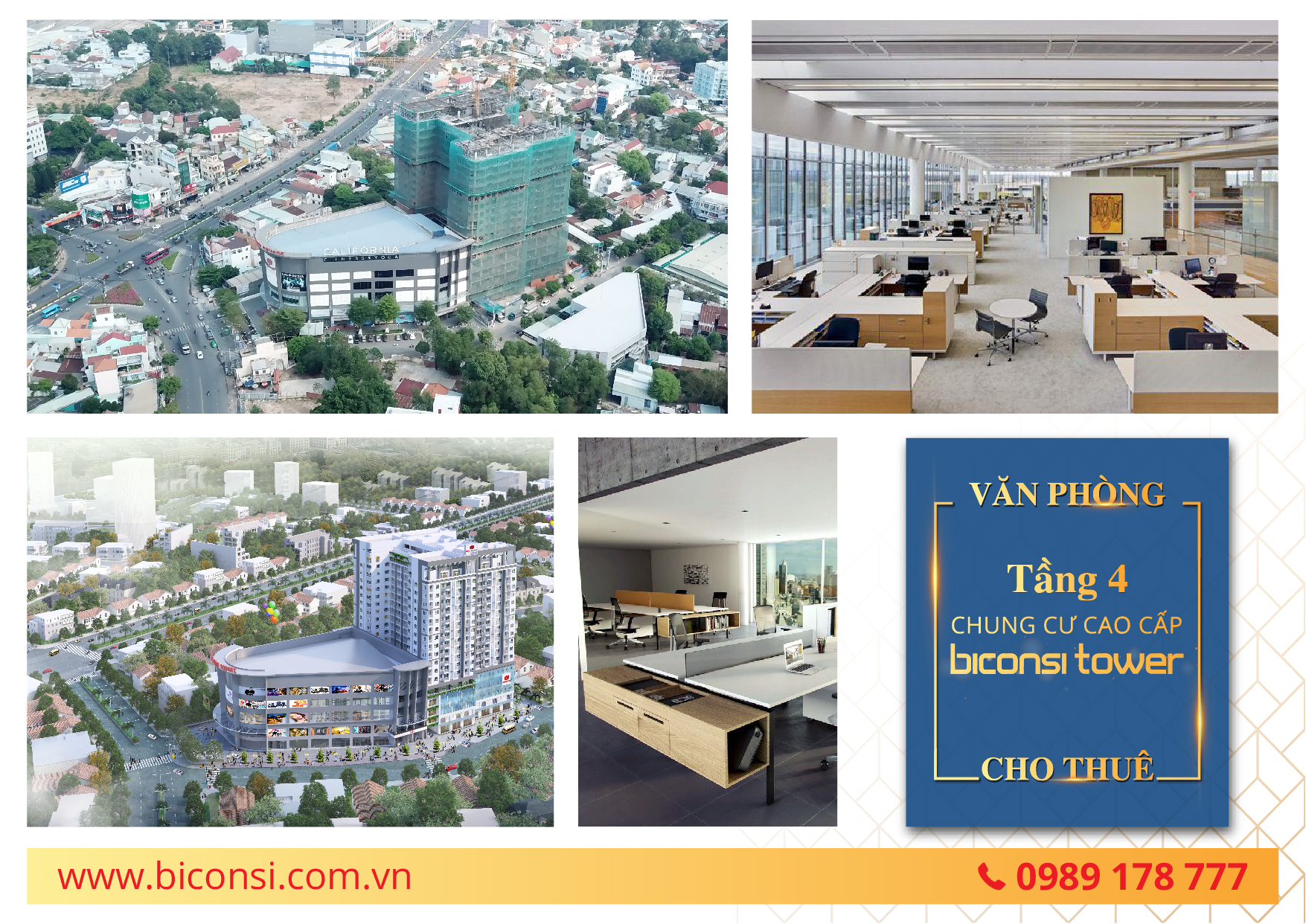 Cho thuê mặt bằng Văn Phòng tầng 4 – Biconsi Tower, Thủ Dầu Một