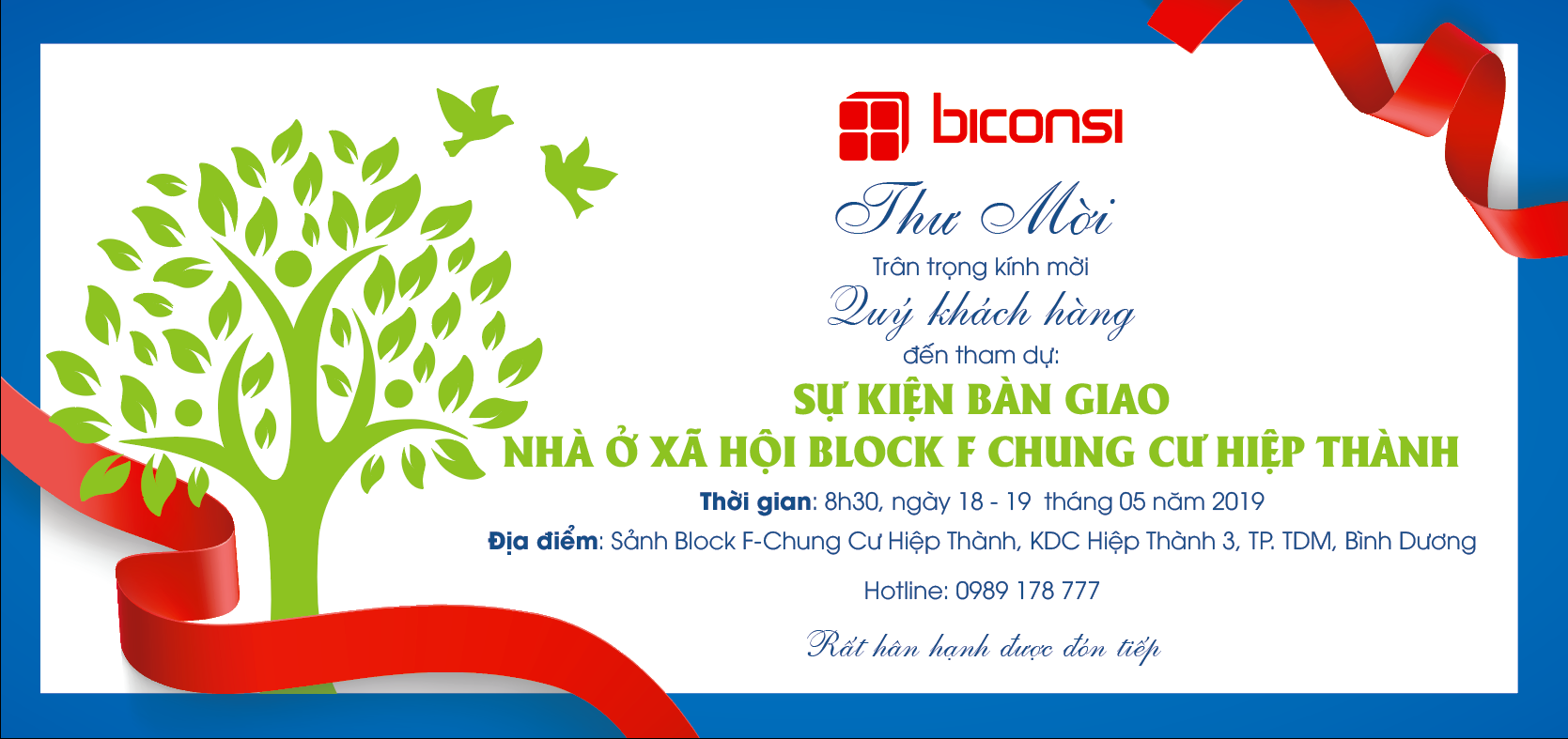 Thư mời tham dự sự kiện “Bàn Giao Nhà Ở Xã Hội Block F – Chung cư Hiệp Thành”