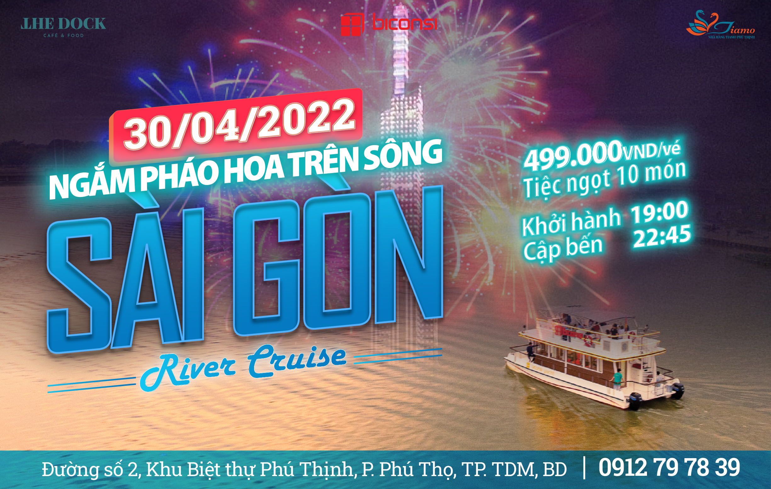 Ngắm pháo hoa trên Sông Sài Gòn cùng Nhà hàng Tiamo Phú Thịnh