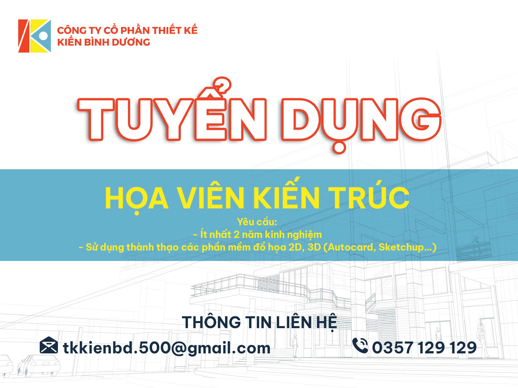 Tuyển dụng họa viên kiến trúc - làm việc tại TP. Thủ Dầu Một