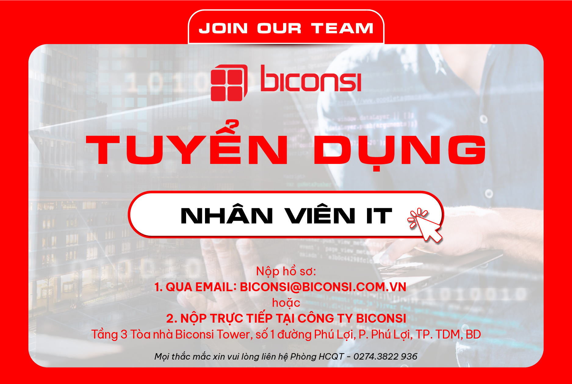 Công ty Biconsi tuyển dụng nhân viên IT