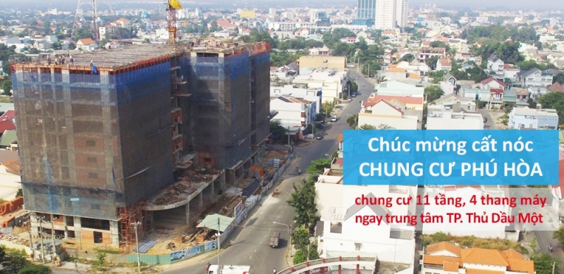 Cất nóc chung cư nhà ở xã hội Phú Hòa